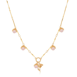 (Special Edition) Rose Quartz Gold Dangle Choker - Lily of the Valley | LOVE BY THE MOON
