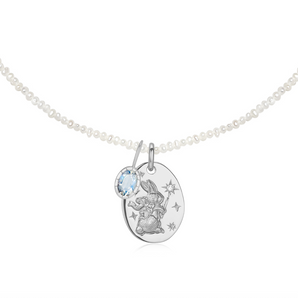 Mr White Rabbit Moonstone & Pearl Silver Necklace
