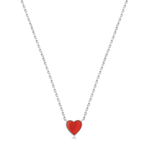 Silver Carnelian Double Sided Necklace - Sweetheart | LOVE BY THE MOON