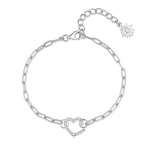 Silver Link Chain Bracelet with Heart Charm Holder | LOVE BY THE MOON