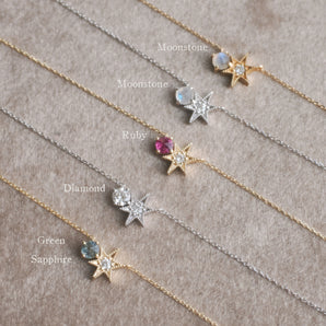 Ruby & Diamond 14K Gold Necklace - Stargazing