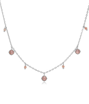 Strawberry Quartz & Rose Quartz Silver Dangle Choker