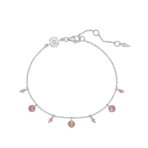 Strawberry Quartz & Rose Quartz Silver Dangle Bracelet