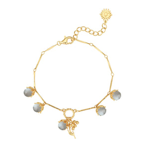 Labradorite Gold Dangle Bracelet - Lily of the Valley