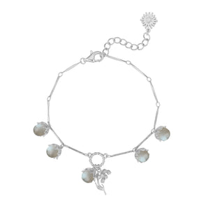 Labradorite Silver Dangle Bracelet - Lily of the Valley