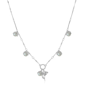 Labradorite Silver Dangle Choker - Lily of the Valley