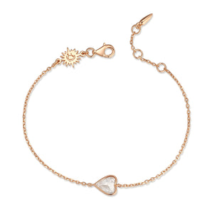 White Topaz Gold Heart Shaped Bracelet - Queen Of Hearts | LOVE BY THE MOON