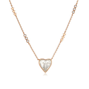 White Topaz Gold Heart Shaped Necklace - Queen Of Hearts | LOVE BY THE MOON