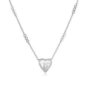 White Topaz Silver Heart Shaped Necklace - Queen Of Hearts | LOVE BY THE MOON