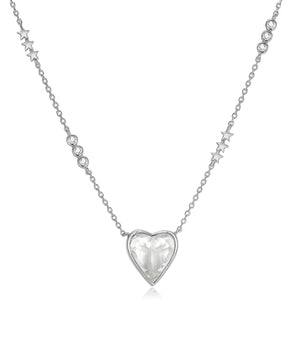 White Topaz Silver Heart Shaped Necklace - Queen Of Hearts | LOVE BY THE MOON
