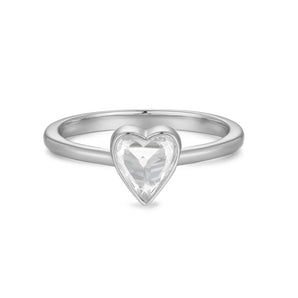 White Topaz Silver Heart Shaped Ring - Queen Of Hearts | LOVE BY THE MOON