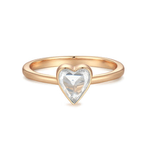 White Topaz Gold Heart Shaped Ring - Queen Of Hearts | LOVE BY THE MOON