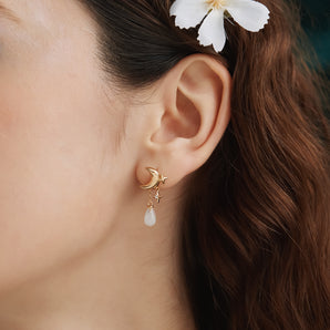 Moonstone Gold Dangle Earrings - Moonlit | LOVE BY THE MOON