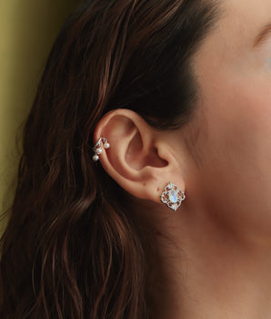 Freshwater Pearl Silver Dangle - Ear Cuff | LOVE BY THE MOON