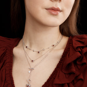 Garnet Silver Moon Phases Choker - Luna | LOVE BY THE MOON