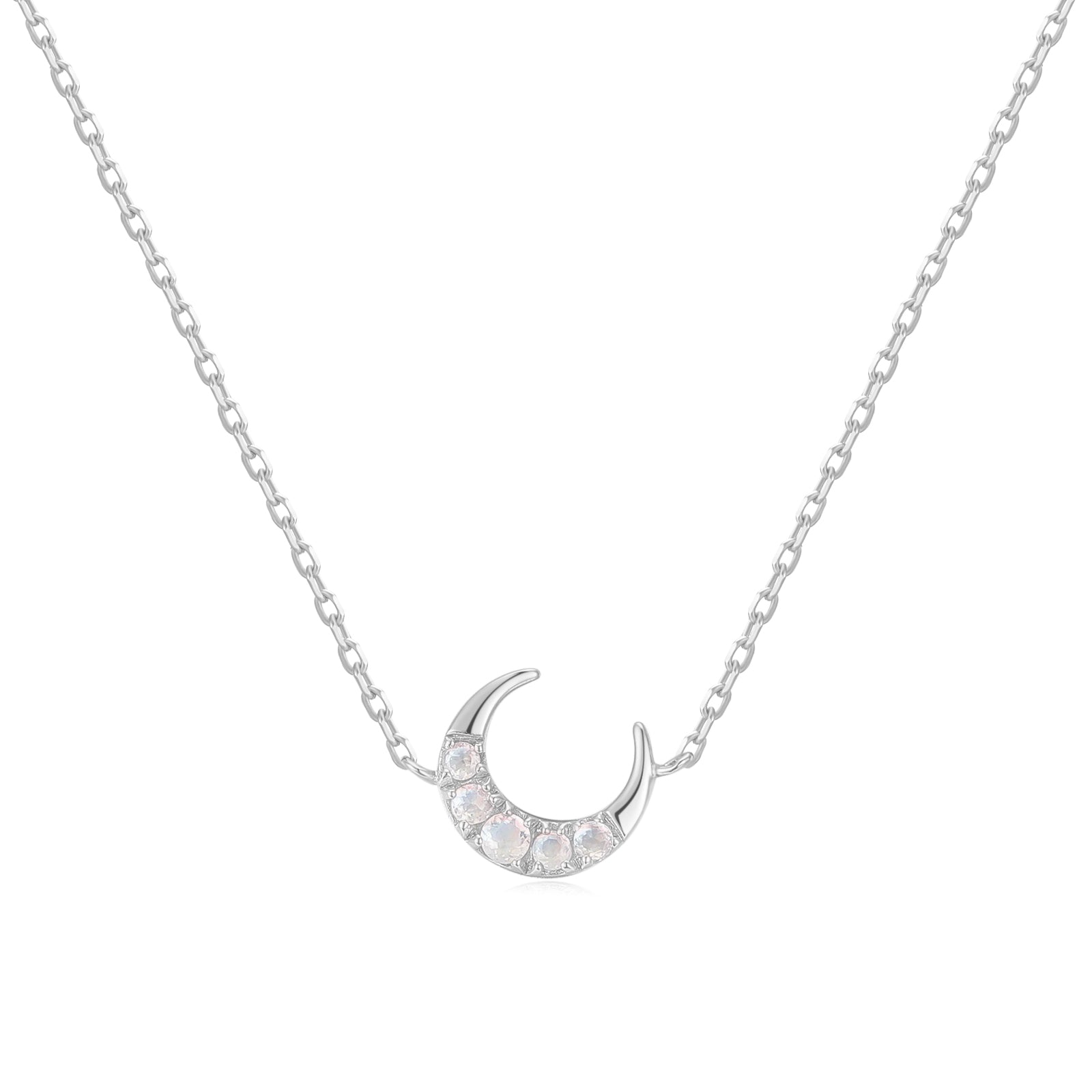 Moonstone Silver Petite Moon Necklace | LOVE BY THE MOON