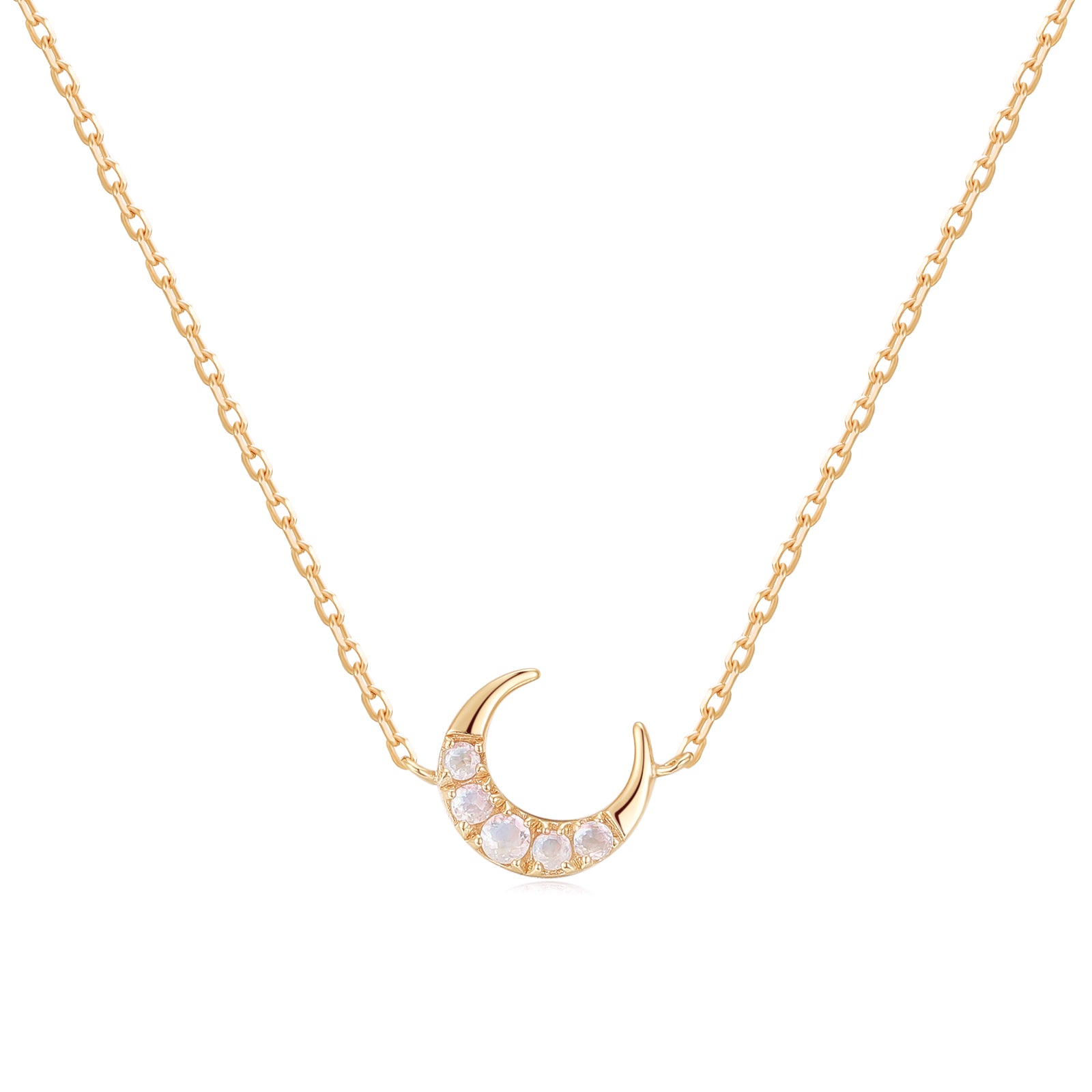Moonstone Gold Petite Moon Necklace | LOVE BY THE MOON
