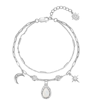 Moonstone Silver Layered Bracelet - New Moon wishes