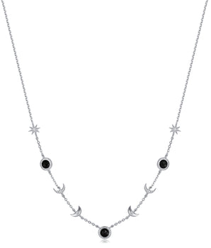 Obisidian Silver Moon Phases Choker - Luna