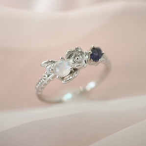 Moonstone & Iolite Silver Ring - Poppy | LOVE BY THE MOON