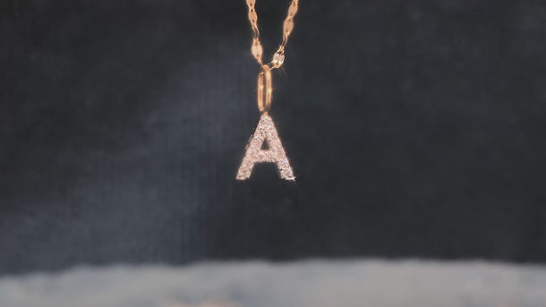 LOVE BY THE MOON 14K Gold Diamond Initial Pendant
