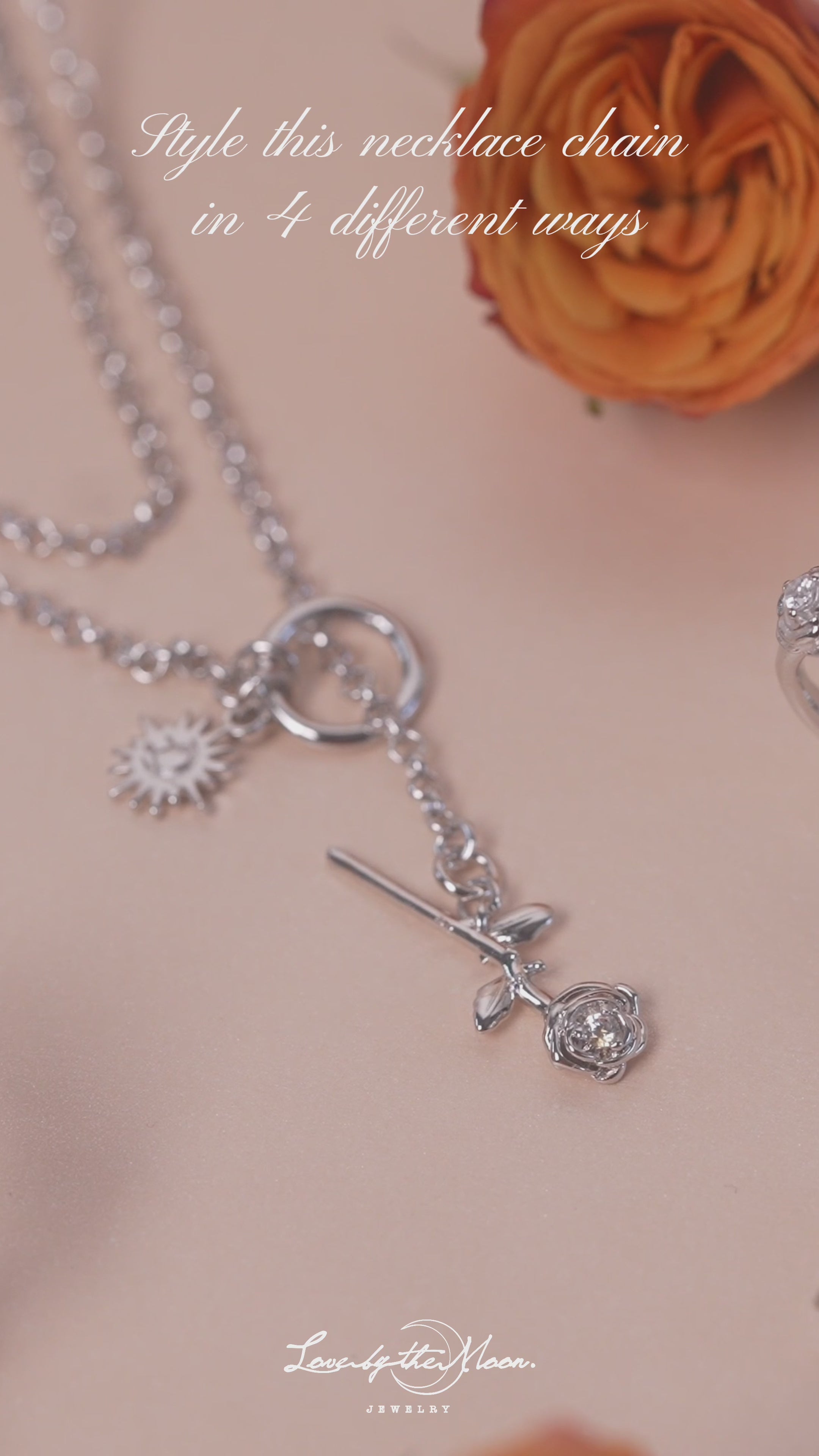 Birth flower rose necklace