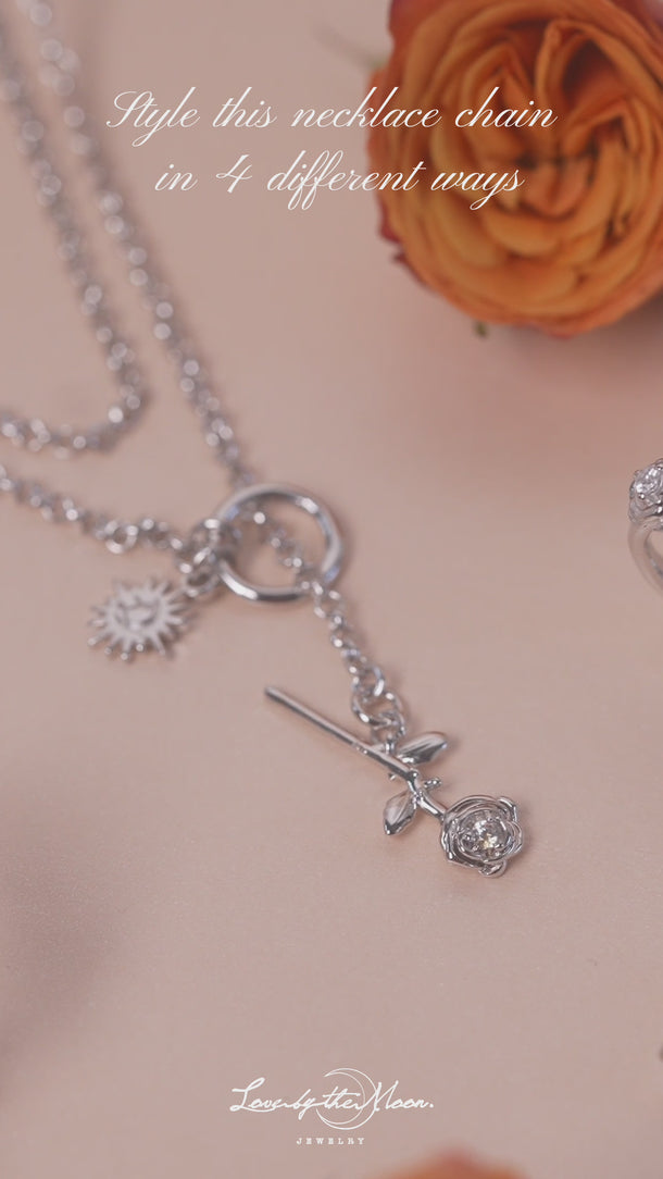 Birth flower rose necklace