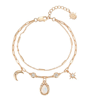 Moonstone Gold Layered Bracelet - New Moon wishes