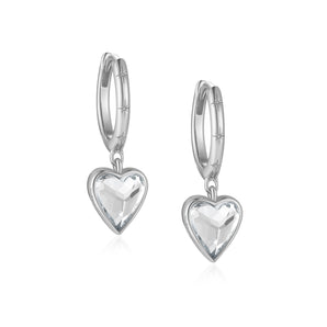 White Topaz Silver Heart Shaped Earrings - Queen Of Hearts | LOVE BY THE MOON