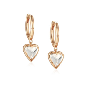 White Topaz Gold Heart Shaped Earrings - Queen Of Hearts | LOVE BY THE MOON