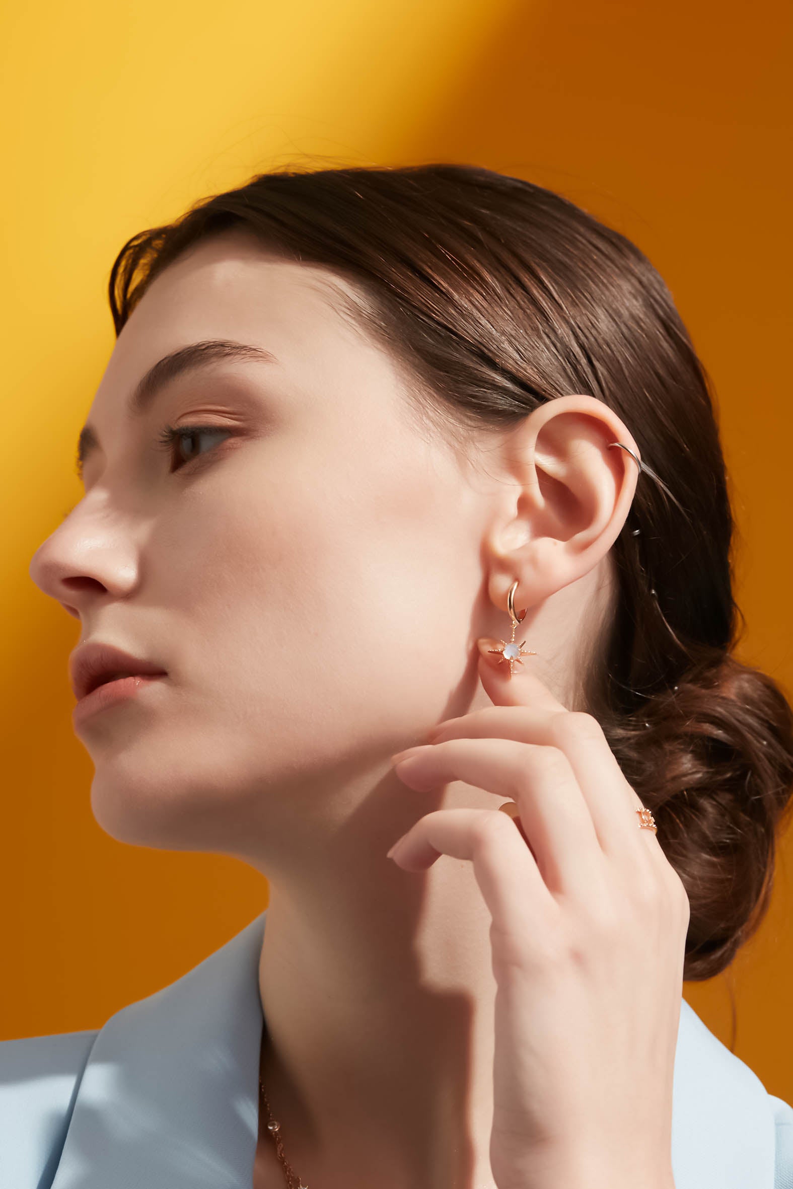 Moonstone Gold Huggie Earrings - North Star