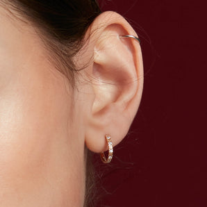 CZ Gold Huggie Earrings - Celestial