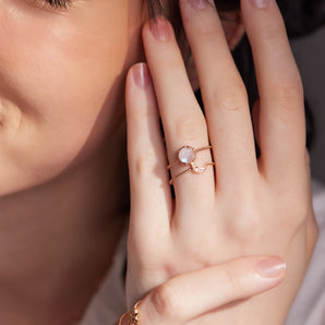 Moonstone Gold Dainty Ring | LOVE BY THE MOON