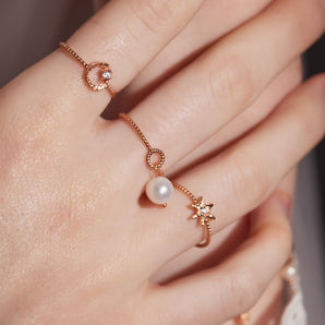 Freshwater Pearl Silver Dainty Ring | LOVE BY THE MOON
