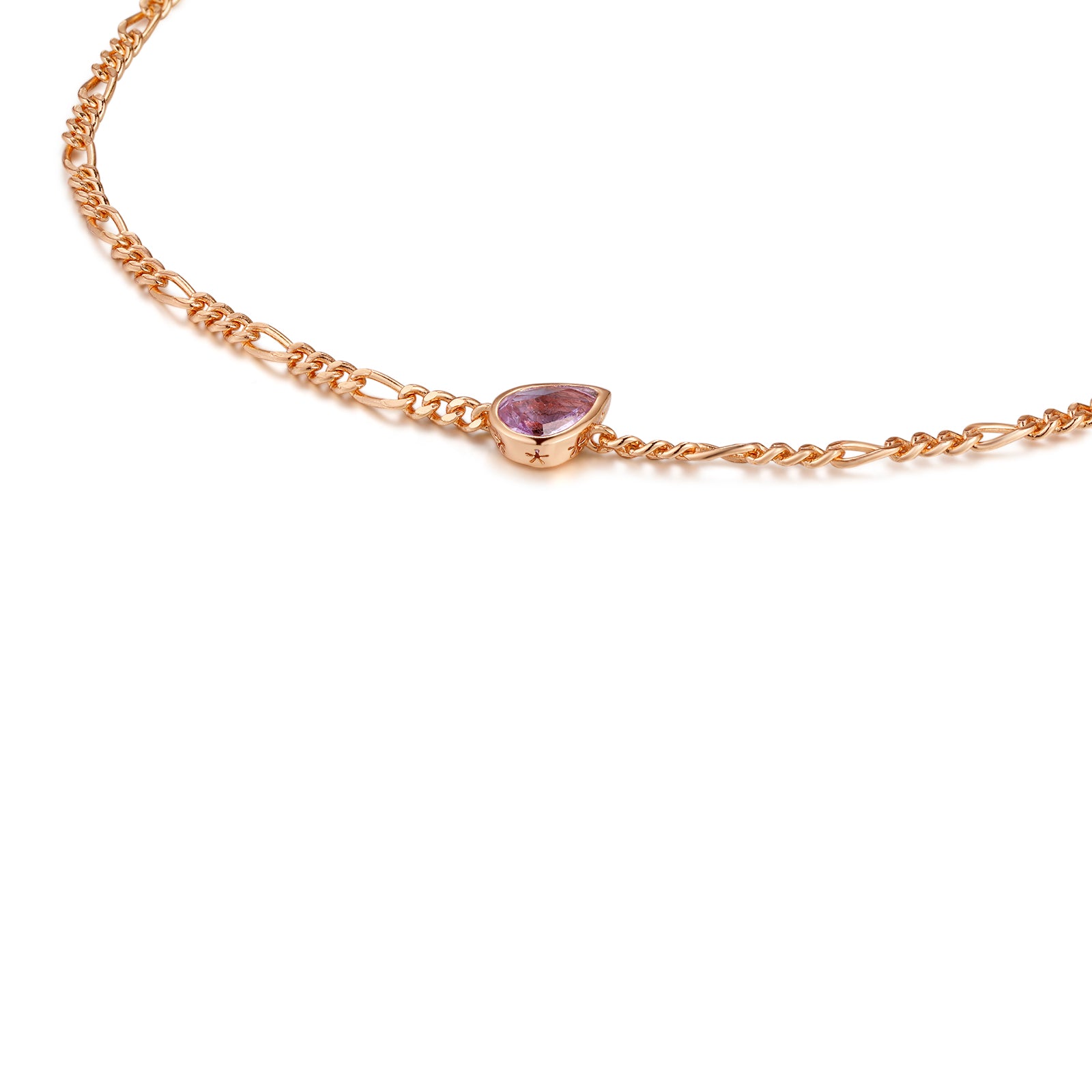 Amethyst Gold Figaro Necklace - Lindy | LOVE BY THE MOON
