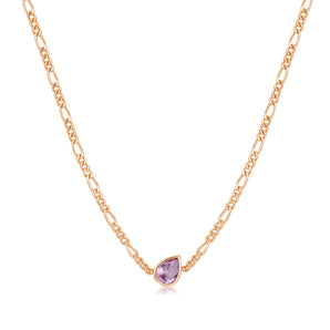 Amethyst Gold Figaro Necklace - Lindy | LOVE BY THE MOON