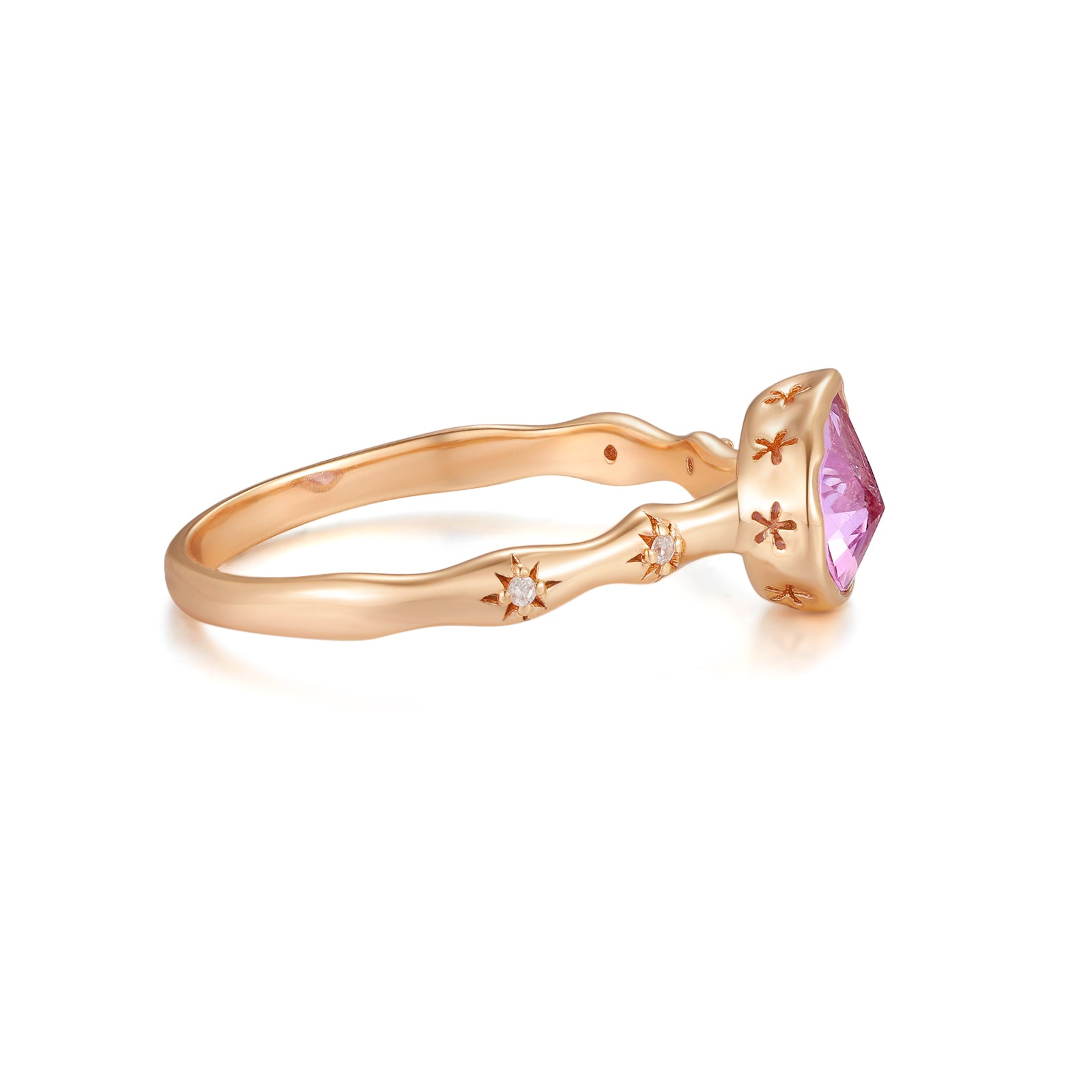 Amethyst Gold Pear-Shaped Ring - Lindy | LOVE BY THE MOON