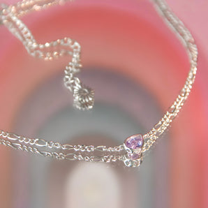 Amethyst Silver Figaro Necklace - Lindy | LOVE BY THE MOON