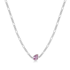 Amethyst Silver Figaro Necklace - Lindy | LOVE BY THE MOON