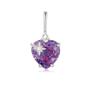 Amethyst Silver Heart Pendant | LOVE BY THE MOON