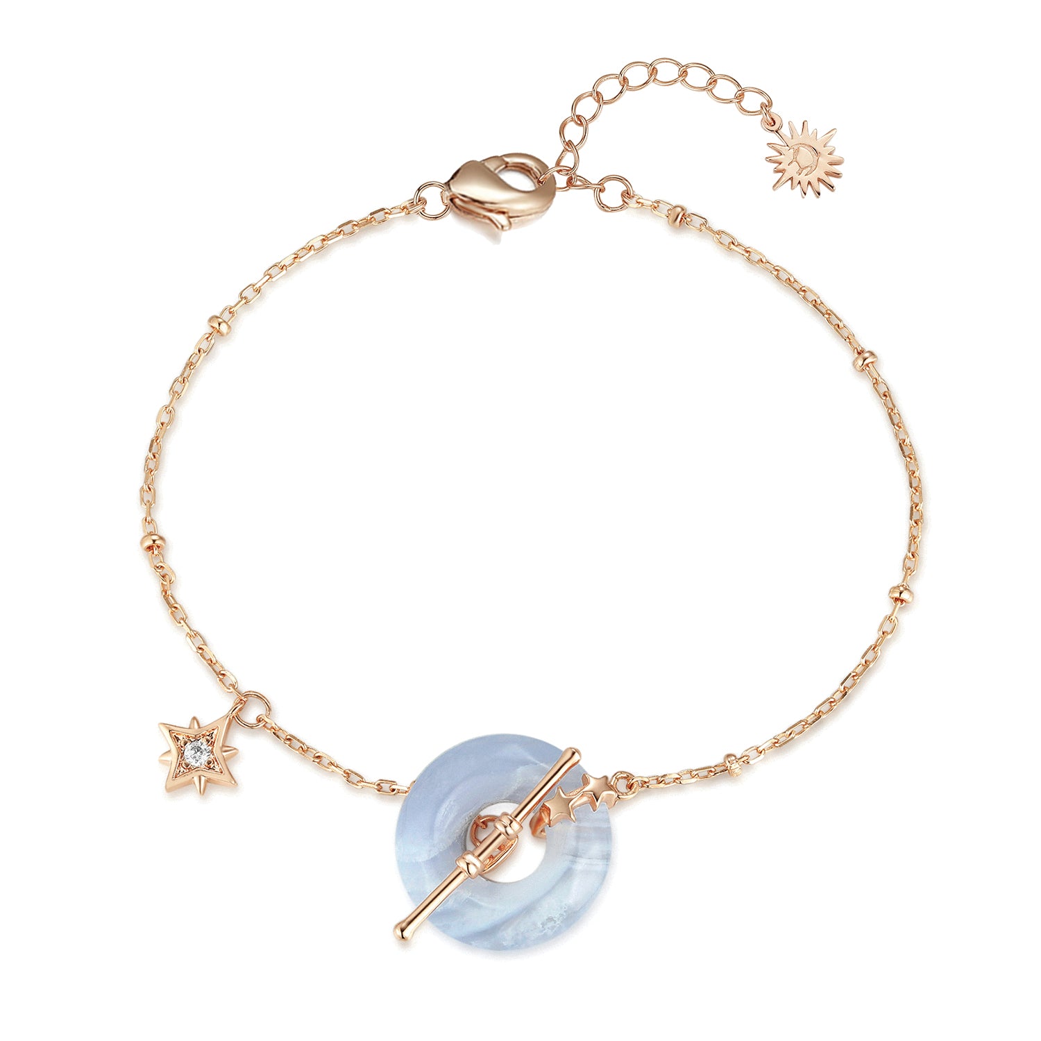Blue Lace Agate Gold Circle Disc Necklace - Universe | LOVE BY THE MOON