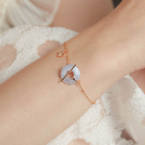 Blue Lace Agate Gold Circle Disc Necklace - Universe | LOVE BY THE MOON