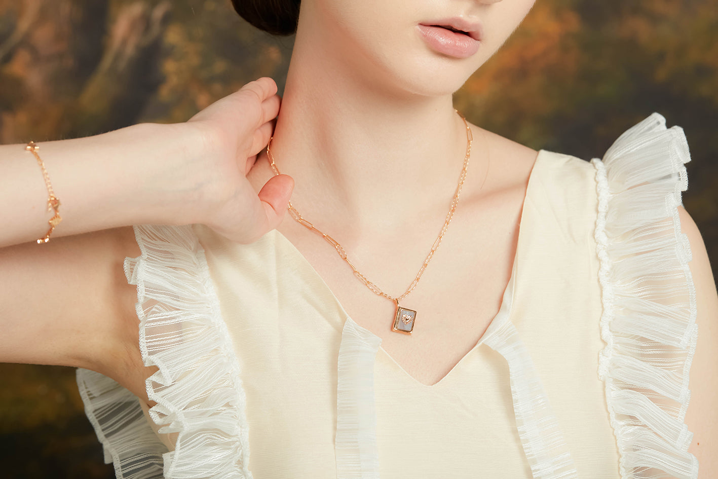 Blue Lace Agate Gold Necklace - The Story Book