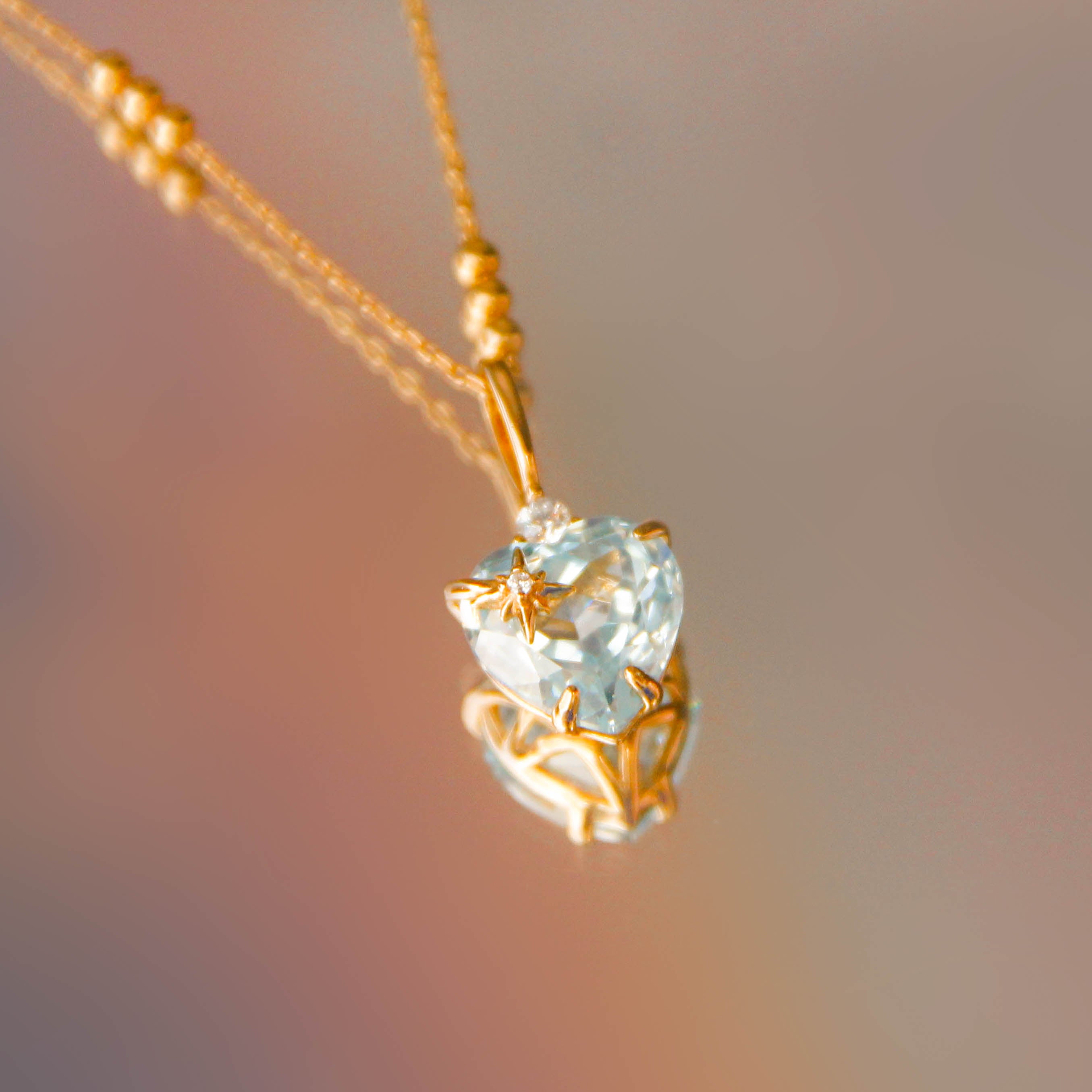 Blue Topaz Gold Heart Pendant | LOVE BY THE MOON
