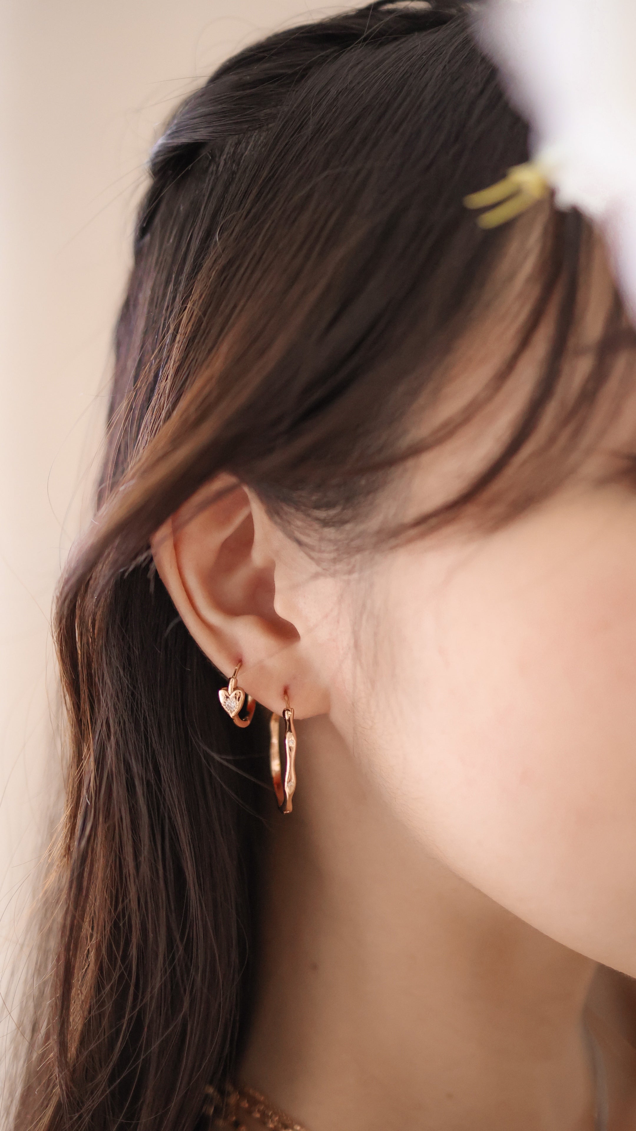 CZ Gold Dainty Hoop Earrings - Flow | LOVE BY THE MOON