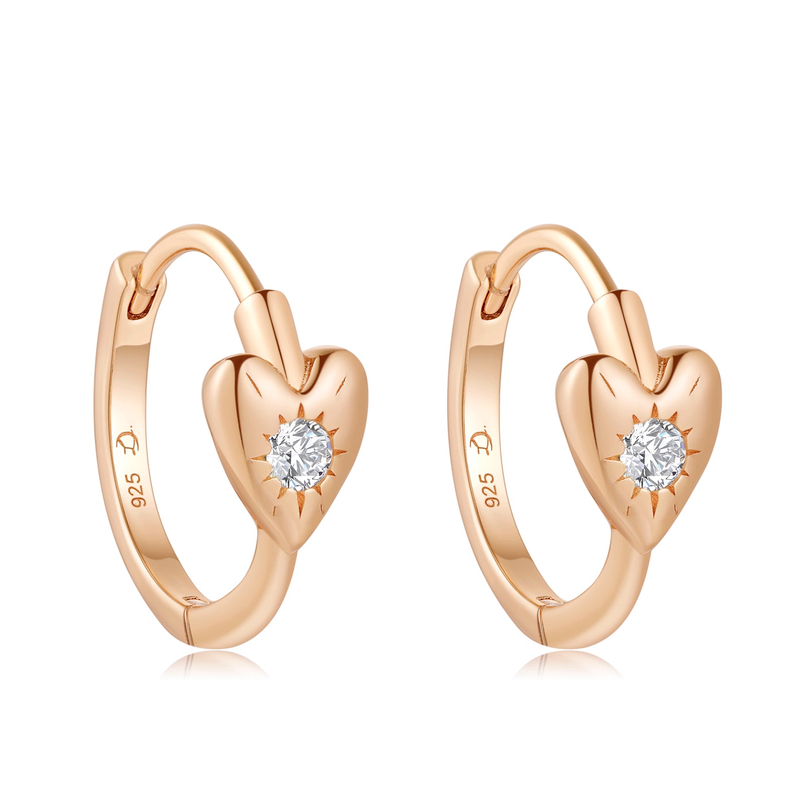 CZ Gold Heart Huggie Earrings - Self Love | LOVE BY THE MOON