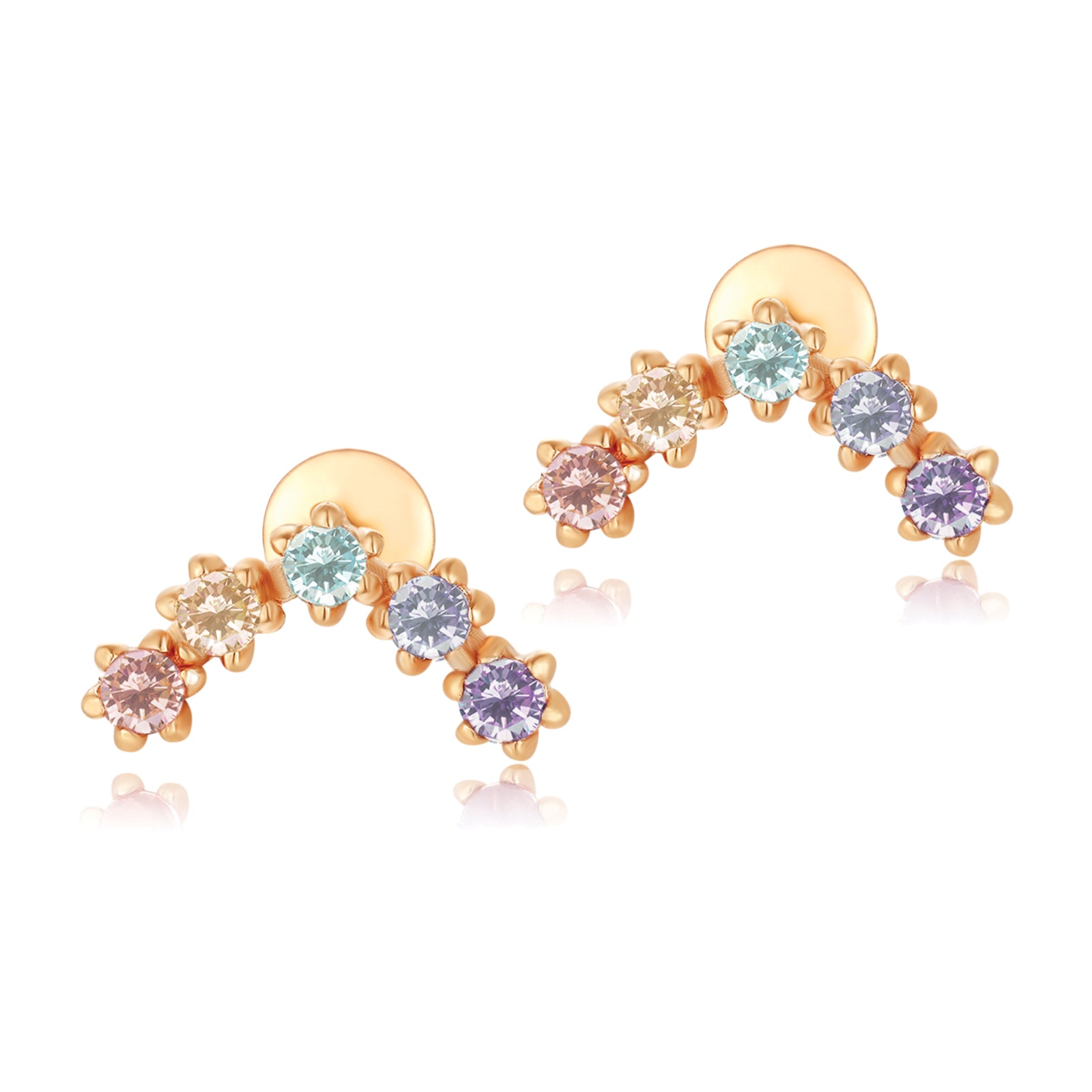 CZ Gold Rainbow Stud Earrings - Pride | LOVE BY THE MOON