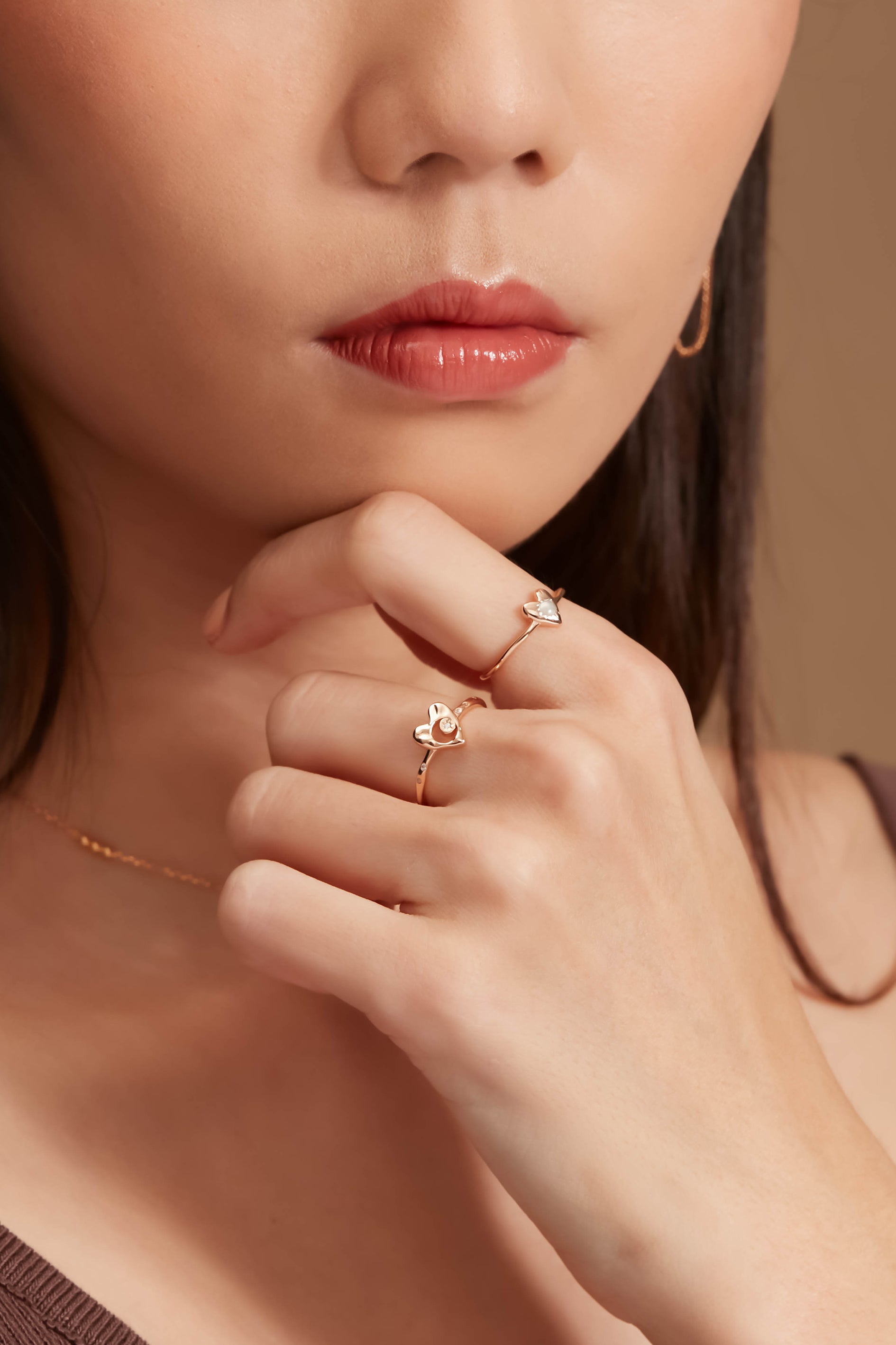 CZ Gold Vermeil Heart Ring - Inner Space | LOVE BY THE MOON