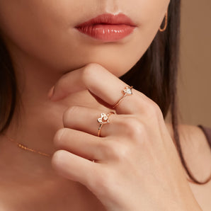 CZ Gold Vermeil Heart Ring - Inner Space | LOVE BY THE MOON