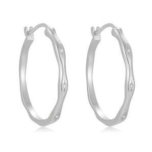 CZ Silver Dainty Hoop Earrings - Flow | LOVE BY THE MOON